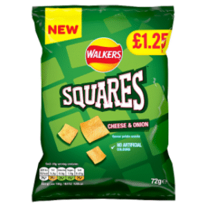 Walkers Squares Cheese & Onion Snacks 72g